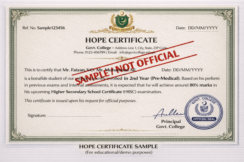 AFNS Essential Documents For Application  Hope Certificate  NOC  Postal Order