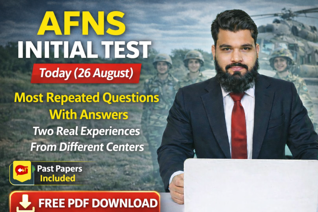 AFNS Initial Test Today Past Mcqs from different cenetrs - EduSmart